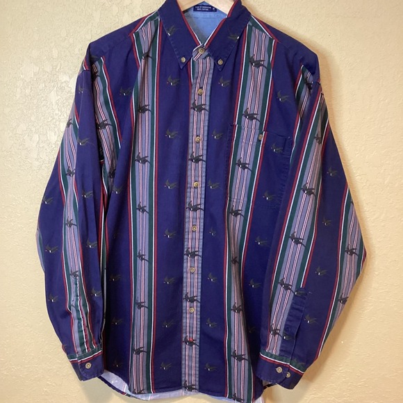 Vintage Hathaway Sport Men's Medium‎ Button Up, striped, duck print, 100% Cotton - Picture 1 of 7